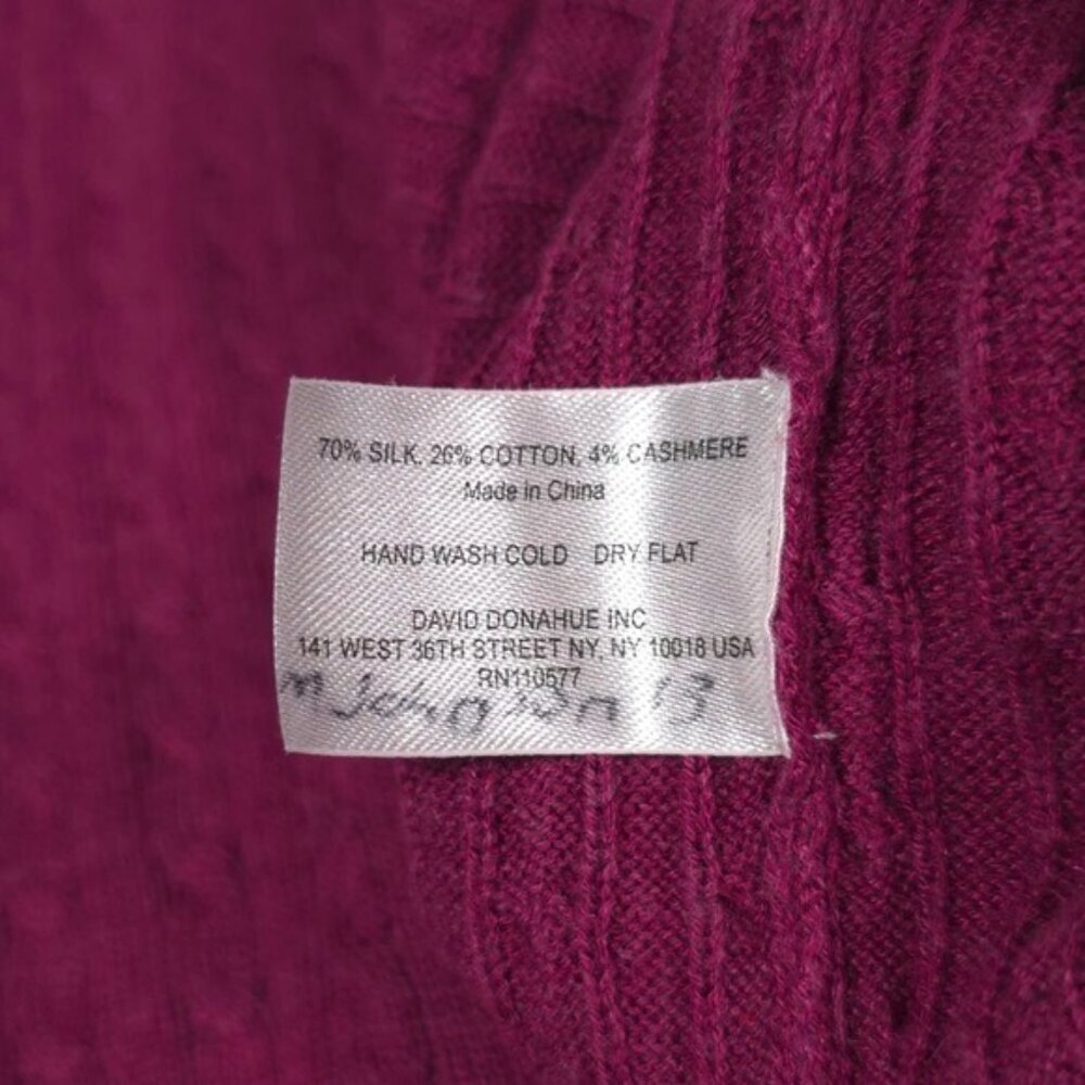 David Donahue SILK CASHMERE Blend Pullover Sweater Men 1/4 Zip Cable Knit LARGE - Picture 11 of 11
